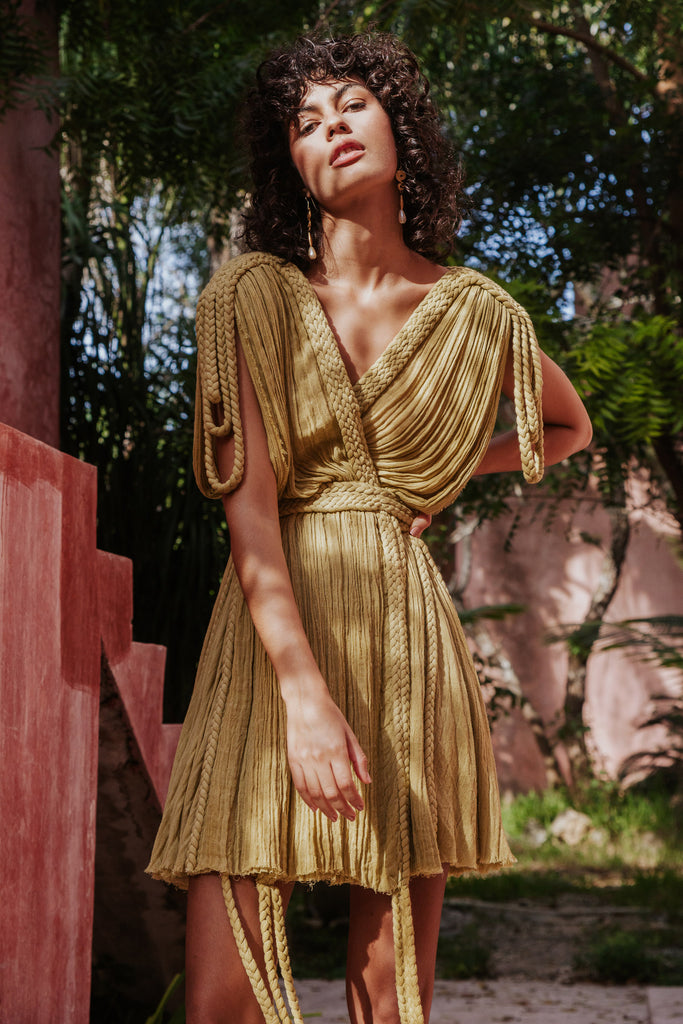 Luna Mini Dress Handmade Luxury Resortwear | Kasia Kulenty One Size / Nube Luna Mini Dress Handmade Luxury Resortwear | Kasia Kulenty One Size / Nube