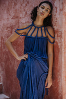 Severyna Gown hand-braided goddess maxi dress cotton cobalt blue— Kasia Kulenty artisan luxury resortwear Mexico