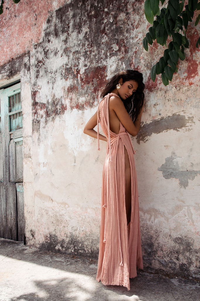 Selena Gown Handmade Luxury Resortwear | Kasia Kulenty One Size / Terra Selena Gown Handmade Luxury Resortwear | Kasia Kulenty One Size / Terra